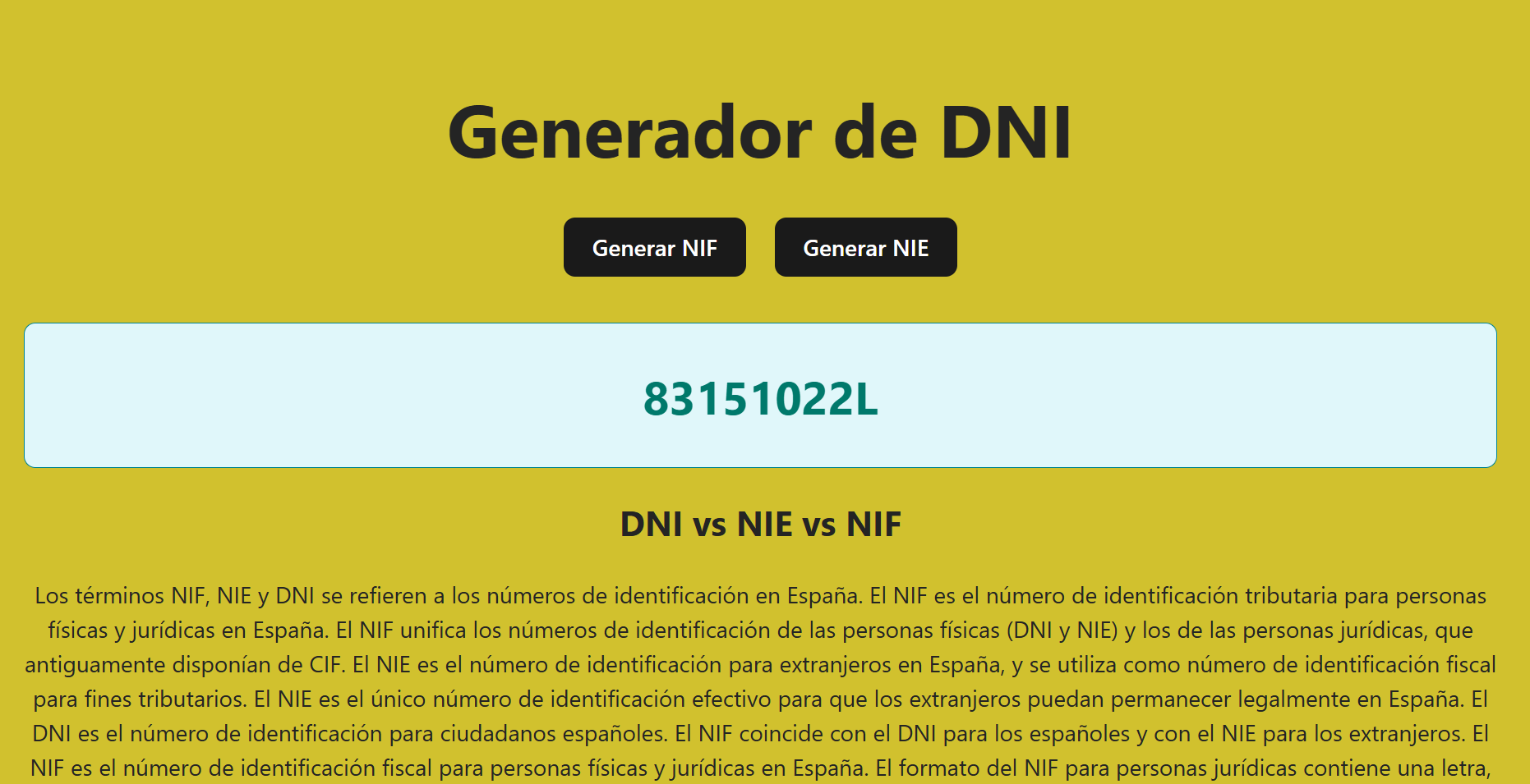 Generador DNI-NIE